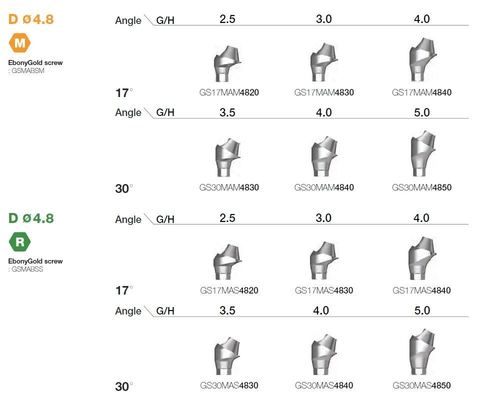 Osstem® Multi Angled Abutment Hiossen Regular / Mini MUA Angled Abutment D: 4.8 Titanium GR5 ELI